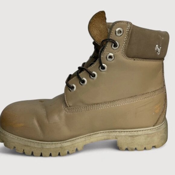 Timberland Beige Leather Work Hiking Lace Up Leather Boots Men's 7 M - Picture 5 of 15
